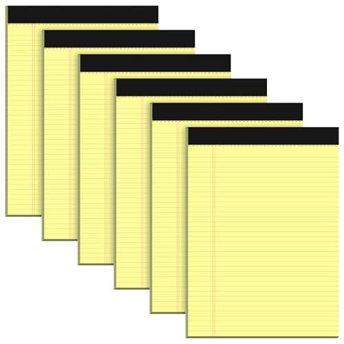 Notizblock, A4, liniertes Papier, College, liniert, A4, doppelseitig, bedrucktes gelbes Papier, schmal, liniert, 30 Blatt pro linierter Blöcke, für Schule, Zuhause, Büro, 6 Stück Notizblock, A4, liniertes Papier, College, liniert, A4, doppelseitig, bedrucktes gelbes Papier, schmal, liniert, 30 Blatt pro linierter Blöcke, für Schule, Zuhause, Büro, 6 Stück von Roneky