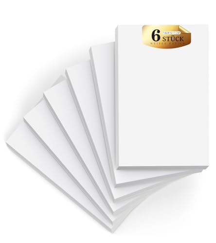 Notizblock A7 Notizblöcke kleine, 6 Stück Schreibblock A7, weiße Notizblöcke, kleine Schreibblöcke weißes Papier, 50 Blatt pro Blanko Mini Notizblock Kratzpapier für Büro Schule Haus von Roneky