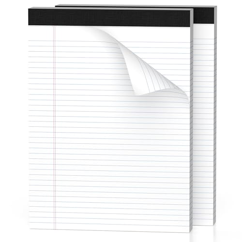 Roneky Notizblock A4 Legal Block, 2 Stück Weißen Papier Block Liniert, Notizblöcke Schreibblock Liniert A4 Schmal Ruled Liniertes Papier Notizblöcke 30 Blatt Pro Schreibblock für Schule, Haus, Büro von Roneky