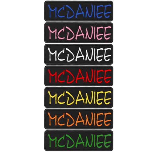 Namensaufnäher mit Stickerei, personalisierbar, mit schwarzer Rückseite, für Jacken, Taschen, Arbeitshemden und mehr, 2 Stück Namensaufnäher mit Stickerei, personalisierbar, mit schwarzer Rückseite, für Jacken, Taschen, Arbeitshemden und mehr, 2 Stück von Ronglin Custom