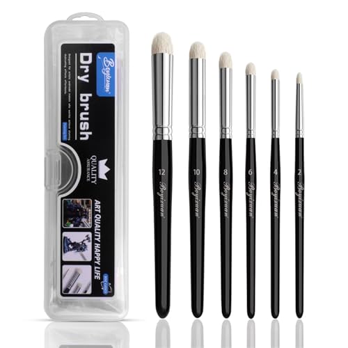 Rongxze 6 Stück Dry Brush Set, Miniature Modellbau Pinsel Set mit Box, Wolle Trockenpinsel Miniature Paint Brushes für Dry Brush Paint Scale Models, Watercolour Oil Painting Rongxze 6 Stück Dry Brush Set, Miniature Modellbau Pinsel Set mit Box, Wolle Trockenpinsel Miniature Paint Brushes für Dry Brush Paint Scale Models, Watercolour Oil Painting von Rongxze