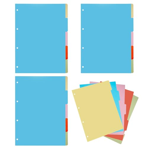 Rongxze Trennblätter A4, 20 Blätter/4 Sätze A4 Register 4 Loch, Ordner Register, Trennblätter für Ordner A4 Index Teiler für Ordner A4, Notizbuch, Personal Organizer, Ringbucheinlagen (22x29 cm) von Rongxze