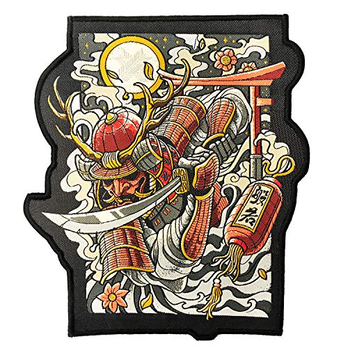 Ronin Oni Bushi Patch - Samurai Tactical Rucksack Patch - Woven Cut Out Custom Patches für Rucksack und Jacken - 6 ¾ x 20,3 cm BJJ Patch mit Paspelrand - Cool Warrior Patch Display von Ronin Brand