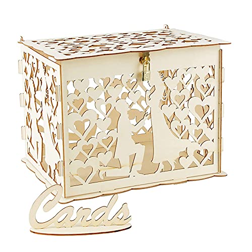 Hochzeitskartenbox aus Holz, DIY Hochzeitskartenbox, Hochzeitskartenbox mit Schlüsseln, Hochzeitskartenbox, Hochzeitsbriefkasten mit Schloss, für Hochzeiten, Babypartys, Geburtstage von Hachera