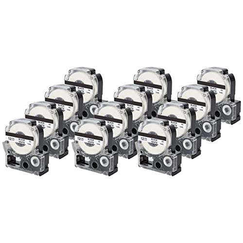 Ronlok 12Er-Pack Kompatibles Etikettenbandersatz für -4WBN (SS12KW) Etikettenbandkassetten Schwarz Auf Weißband von Ronlok