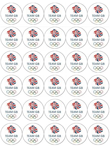 30 Cupcake-Topper, Motiv: Team GB Olympische Spiele, Großbritannien und Nordirland, essbare Oblaten, Kuchendekorationen von Ronnies-Bakery-Company