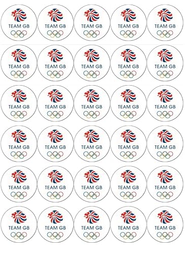 30 Cupcake-Topper, Motiv: Team GB Olympische Spiele, Großbritannien und Nordirland, essbare Oblaten, Kuchendekorationen von Ronnies-Bakery-Company
