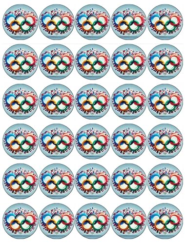 30 Cupcake-Topper mit Olympic-Logo, essbares Oblatenpapier, Feenkuchenaufsätze, Feier, Kuchendekorationen von Ronnies-Bakery-Company