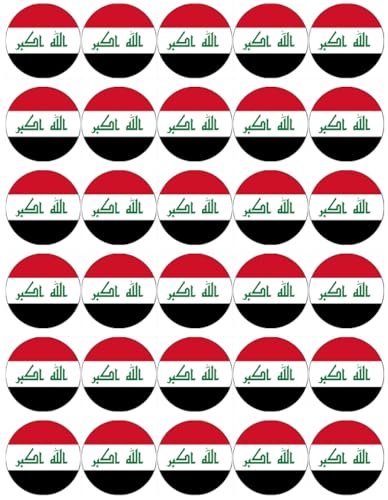 Cupcake-Topper, Motiv: Irak-Flaggen, essbar, Oblatenpapier, Kuchendekoration, 30 Stück von Ronnies-Bakery-Company