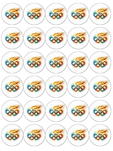 Cupcake-Topper, Motiv: Olympische Spiele, Fackel-Logo, essbares Oblatenpapier, 30 Stück von Ronnies-Bakery-Company