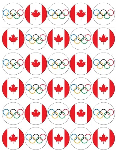 Cupcake-Topper, Motiv: Olympische Spiele, Motiv: Flagge Kanada, essbar, Oblaten, 30 Stück von Ronnies-Bakery-Company