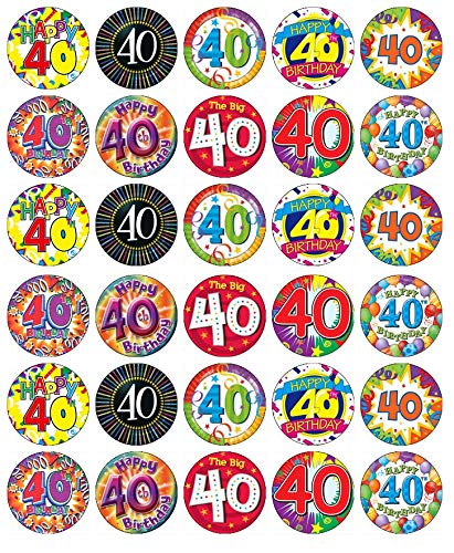 Cupcake-Topper zum 40. Geburtstag, essbar, Esspapier, Feen-Motiv, 30 Stück von Ronnies-Bakery-Company