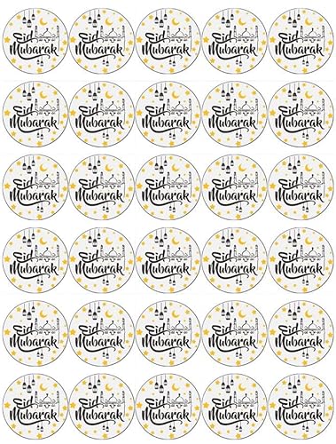 Eid Mubarak Cupcake-Topper aus essbarem Oblatenpapier, 30 Stück von Ronnies-Bakery-Company