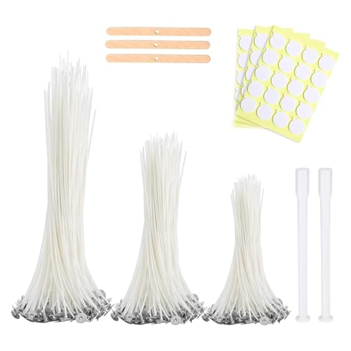 Ronoza® 60 Stück Kerzendocht, Kerzendochte für Kerzen, Dochte für Kerzen, DIY Kerzen Selber Machen Set, Kerzen Docht, Candle Wick Set mit 3 Dochthalter Aus Holz, Kerzendochte (10/15/20cm) von Ronoza