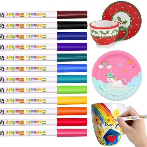Ronoza Porzellanstifte Spülmaschinenfest 12 Farben, Keramik Bemalen Set, Glasmalstifte Spülmaschinenfest, Gläser Bemalen, Keramik Stifte, Keramikstift, Keramikmarker für Plastik, Steine, Glas, Papier Ronoza Porzellanstifte Spülmaschinenfest 12 Farben, Keramik Bemalen Set, Glasmalstifte Spülmaschinenfest, Gläser Bemalen, Keramik Stifte, Keramikstift, Keramikmarker für Plastik, Steine, Glas, Papier von Ronoza