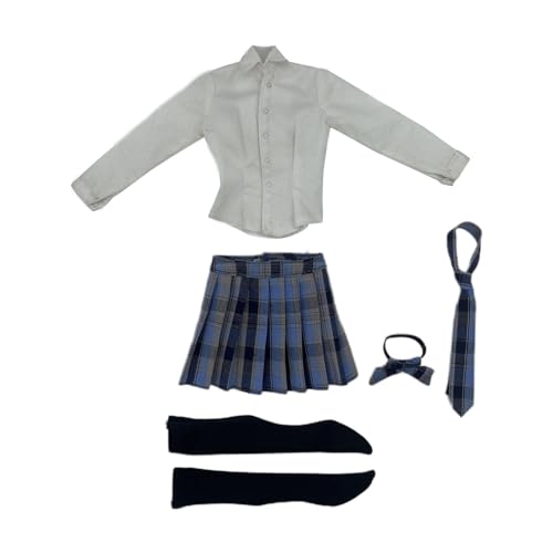 Ronyme 1/6 Schuluniform Set Weibliche Figur Puppe Kleidung Mode Kleid up Kleidung Outfit JK Anzug für 12'' Action-Figuren Zubehör, Hellblau von Ronyme