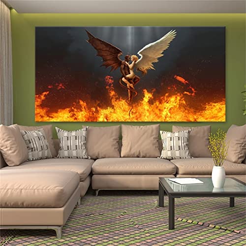 Diamant Painting Bilder,DIY 5D Diamond Painting Erwachsene Groß Stickerei Malen Nach Zahlen Kit Full Gem Art Dots Daiments Painting Kunsthandwerk Deko Diamant Malerei Teufel und Engel lieben 40x120cm von Roogsoo