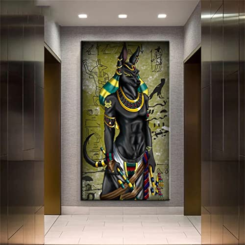 Roogsoo Diamant Painting Bilder,DIY 5D Diamond Painting Erwachsene Groß Stickerei Malen Nach Zahlen Kit Full Gem Art Dots Daiments Painting Kunsthandwerk Deko Diamant Malerei Ägypten Anubis 40x120cm von Roogsoo