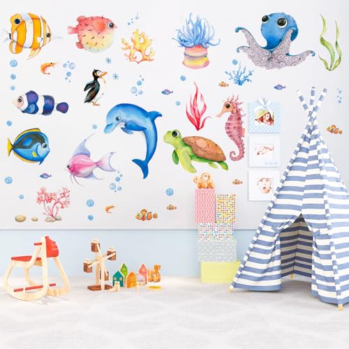 Wandtattoo kinderzimmer - Unterwasserwelt Wandsticker Unter dem Meer Fisch Wandaufkleber Delphin Meeresschildkröte Seetang Wandsticker Kinderzimmer Babyzimmer Badezimmer Wanddeko Wandtattoo kinderzimmer - Unterwasserwelt Wandsticker Unter dem Meer Fisch Wandaufkleber Delphin Meeresschildkröte Seetang Wandsticker Kinderzimmer Babyzimmer Badezimmer Wanddeko von Roontin