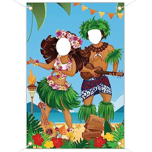 Roosea Hawaii Aloha Dekoration Party Hawaii Banner Lustige Luau Paar Foto Stütze Fotohintergrund Banner Hawaii Sommer Strand Thema Dekoration Luau Party Stand hawaii Party Beach Party Deko 39.4in*59in von Roosea