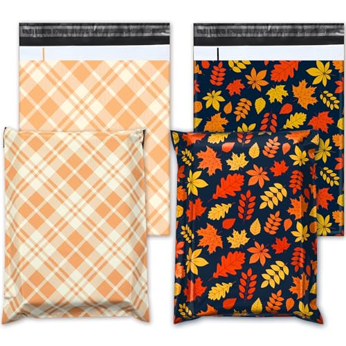 Roowest 100 Stück Versandtaschen aus Ahornblättern, mit selbstdichtenden Herbst-Versandtaschen, selbstklebend, für Ernte, Thanksgiving, kleine Geschäftskleidung von Roowest
