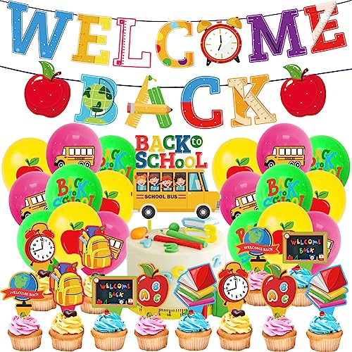 Back to School Party Decoration 32 Pieces First Day Welcome Back for School Latex Balloon Cake School Classroom Office Photo Decoration Outdoor Indoor Party Decoration von Ropniik