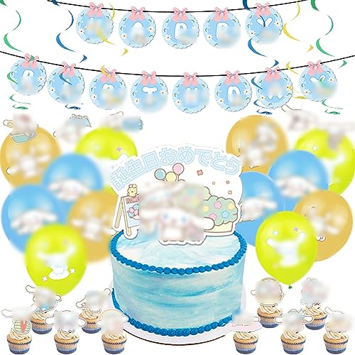 Cinna-moroll Geburtstagsdeko,30 Stück Cinna-moroll Luftballons Geburtstag, Cinna-moroll Geburtstags Banner,Cinna-moroll Cake Topper,Cupcake Topper Für Kinder Party Dekoration von Ropniik