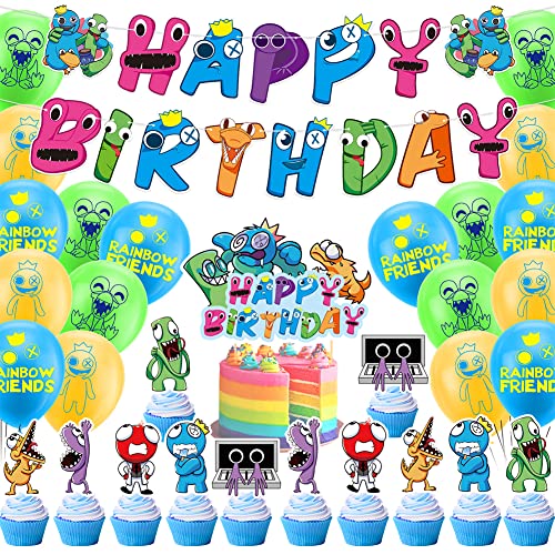 Rainbow Luftballons Geburtstag Kinder,32 PCS Birthday Party Supplies, Deko Geburtstag Mädchen mit Happy Birthday Banner, Luftballons, Kuchendekoration Rainbow Luftballons Geburtstag Kinder,32 PCS Birthday Party Supplies, Deko Geburtstag Mädchen mit Happy Birthday Banner, Luftballons, Kuchendekoration von Ropniik