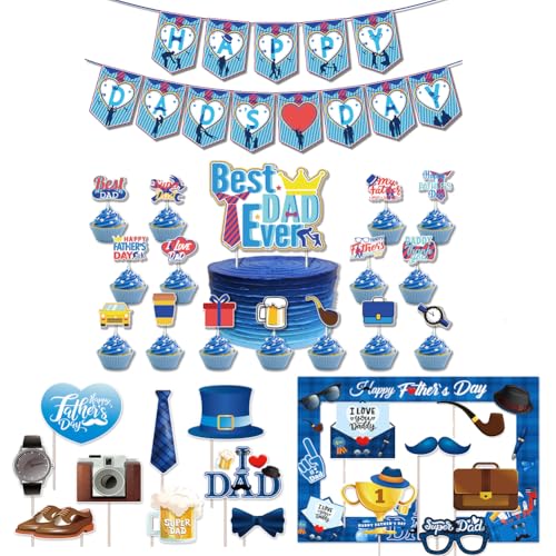 Ropniik 33 Stück Partydekorationen Zum Vatertag,Foto-Requisiten Für Vatertag,Happy Father's Day Cake Topper,Best Super Dad Banner Dekorationen Für Vatertag Party Festival Zubehör Ropniik 33 Stück Partydekorationen Zum Vatertag,Foto-Requisiten Für Vatertag,Happy Father's Day Cake Topper,Best Super Dad Banner Dekorationen Für Vatertag Party Festival Zubehör von Ropniik