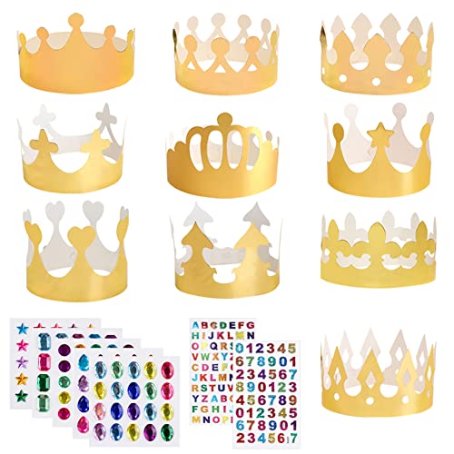 Ropniik Kronen Golden Papierkronen für Kinder, 10 Stile Geburtstagskrone Verstellbarer Papier Partyhüte zum Geburtstag, DIY Party Kronenhut Set für Party Feierlichkeiten Ropniik Kronen Golden Papierkronen für Kinder, 10 Stile Geburtstagskrone Verstellbarer Papier Partyhüte zum Geburtstag, DIY Party Kronenhut Set für Party Feierlichkeiten von Ropniik