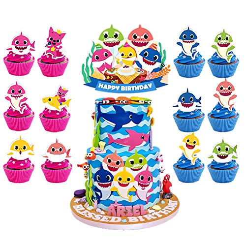 Shark Cake Decoration, 13 Pieces Shark Birthday Cupcake Decoration,Cartoon Cake Topper, Boy & Girl Party Cake Decoration, Baby Cake Decoration Birthday, Birthday Party Supplies von Ropniik