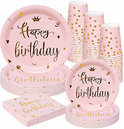 Rorchio Pappteller Kindergeburtstag Mädchen für 24 Gäste, Happy Birthday Partygeschirr Kindergeburstag Rosa Pappteller Servietten Set für Maedchen Kindergeburtstag Rorchio Pappteller Kindergeburtstag Mädchen für 24 Gäste, Happy Birthday Partygeschirr Kindergeburstag Rosa Pappteller Servietten Set für Maedchen Kindergeburtstag von Rorchio