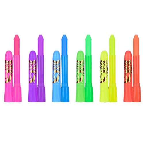 Rordigo 12er-Pack-Set Leuchtfarbe Körperfarbe Neon UV Fluoreszierender Wachsmalstift Make-Up-Kit für Kinder und Erwachsene von Rordigo