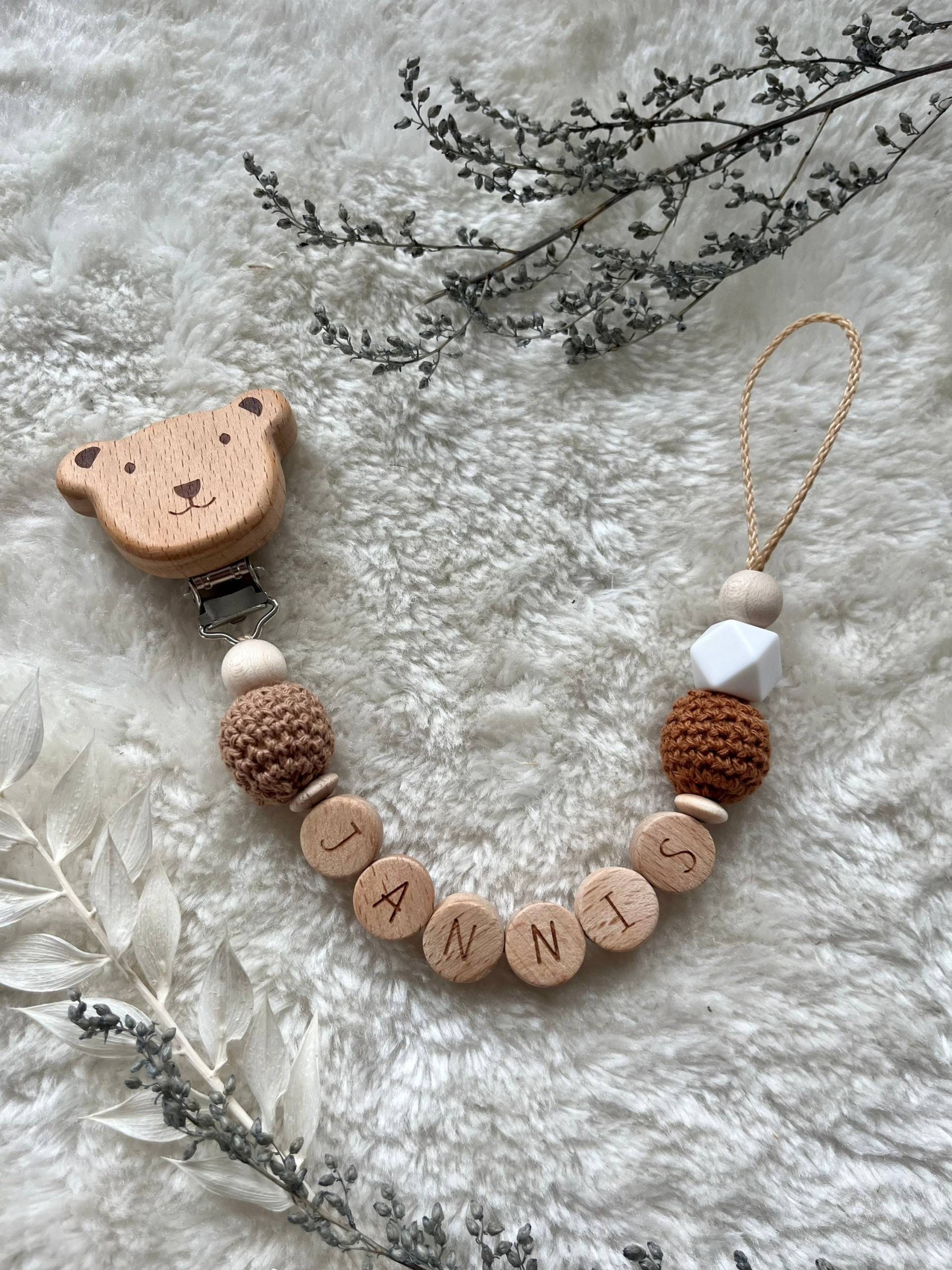 Schnullerkette|Schnullerkette Mit Name|Schnullerkette Junge|Schnullerkette Personalisiert Braun Schnullerkette|Schnullerkette Mit Name|Schnullerkette Junge|Schnullerkette Personalisiert Braun von RosaRotDE