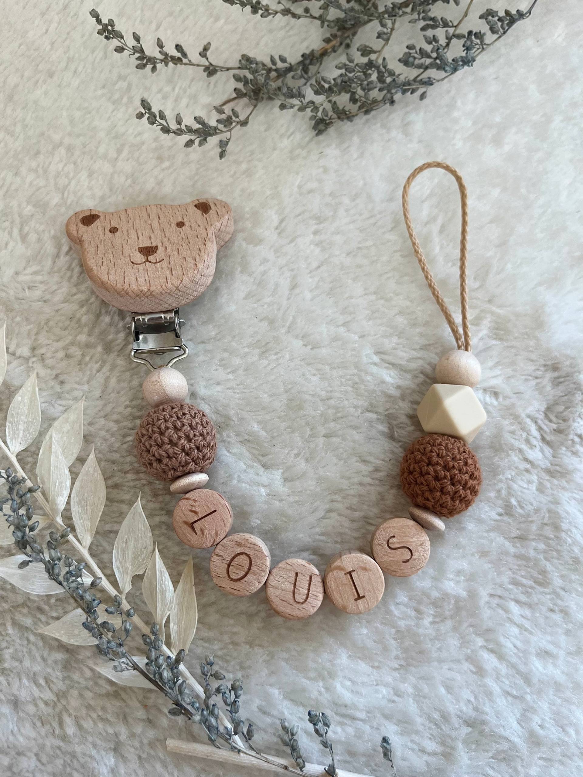 Schnullerkette|Schnullerkette Mit Name|Schnullerkette Junge|Schnullerkette Personalisiert Braun Schnullerkette|Schnullerkette Mit Name|Schnullerkette Junge|Schnullerkette Personalisiert Braun von RosaRotDE
