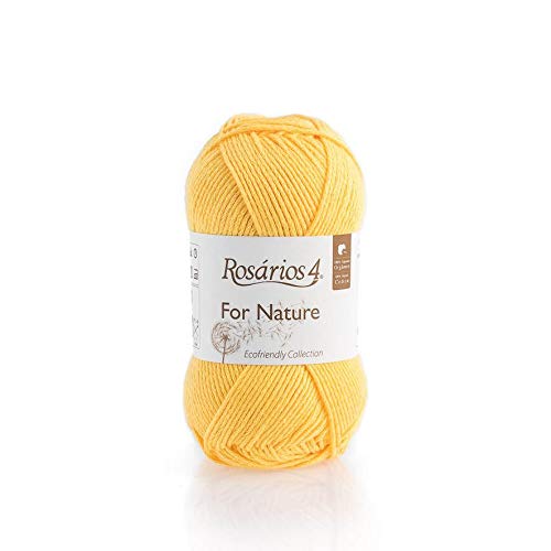 Rosarios 4 – Bio-Baumwollgarn zum Stricken & Häkeln – 50 g Knäuel – 100 % Bio-Baumwolle GOTS – Gelb von Rosarios 4