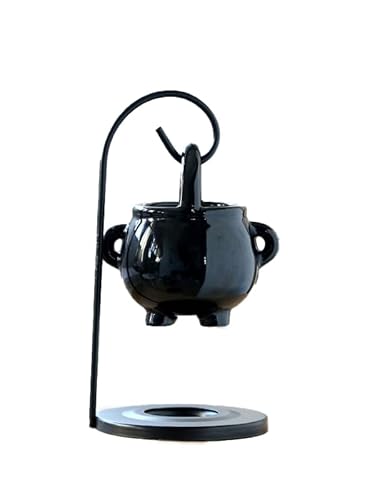 Schwebender Keramik Duftöl-Brenner Hexenkessel – Aromalampe für ätherische Öle, Ölverdampfer mit Teelichthalter – Duftlampe für Meditation, Wellness, Esoterik, Halloween, Rituale & Geschenk (Schwarz) von Rosberger Pflaster