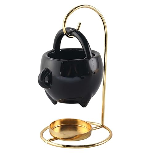 Schwebender Keramik Duftöl-Brenner Hexenkessel – Aromalampe für ätherische Öle, Ölverdampfer mit Teelichthalter – Duftlampe für Meditation, Wellness, Esoterik, Halloween, Rituale & Geschenk (Gold) von Rosberger Pflaster