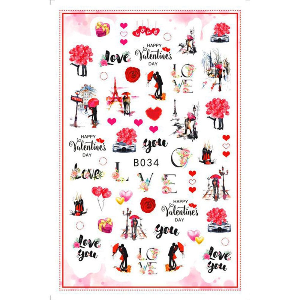 Valentinstag Themed Nail Art Aufkleber Decals " Mixed Patterns von RoseBudsDesignGoods