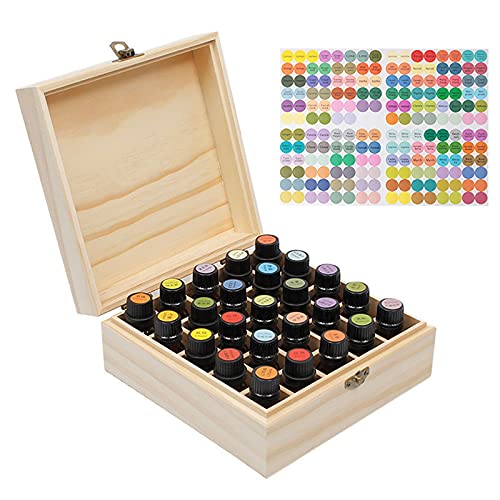 RoseFlower 25 Slots Ätherisches Öl Box aus Holz - Ideales Aufbewahrungsbox Organisator für Ätherische Öle, Duftöle, Lippenstift Nagellack von RoseFlower