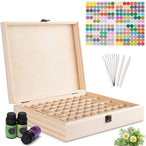 RoseFlower 68 Slots Ätherisches Öl Box aus Holz - Ideales Aufbewahrungsbox Organisator für Ätherische Öle, Duftöle, Lippenstift Nagellack von RoseFlower