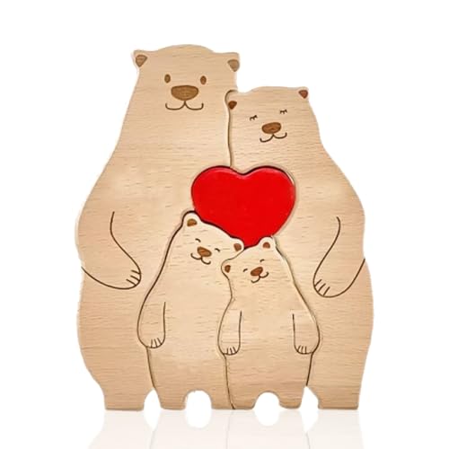 Niedlicher Bär aus Holz, Puzzle-Ornamente für Dekoration, 4 Familien, Namen, DIY, Holzskulptur, Umarmender Bär, liebevolle Familienschilder, Dekoration, warmes Geschenk für Muttertag, Vatertag Niedlicher Bär aus Holz, Puzzle-Ornamente für Dekoration, 4 Familien, Namen, DIY, Holzskulptur, Umarmender Bär, liebevolle Familienschilder, Dekoration, warmes Geschenk für Muttertag, Vatertag von Rosechen