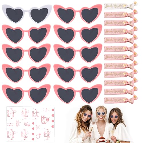 21 Stück JGA Brille Team Braut Armbänder, JGA Accessoires Frauen, Bride to Be Herz Brille Set, Bride Armband, Bride Tattoo Aufkleber, Jungesellinnenabschied Frau Accessoires für Hochzeit Party (Rosa) 21 Stück JGA Brille Team Braut Armbänder, JGA Accessoires Frauen, Bride to Be Herz Brille Set, Bride Armband, Bride Tattoo Aufkleber, Jungesellinnenabschied Frau Accessoires für Hochzeit Party (Rosa) von Rosedreamer