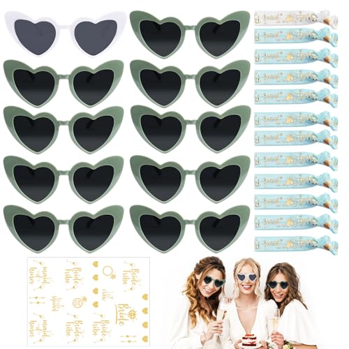 21 Stück JGA Brille Team Braut Armbänder, JGA Accessoires Frauen, Bride to Be Herz Brille Set, Bride Armband, Bride Tattoo Aufkleber, Jungesellinnenabschied Frau Accessoires für Hochzeit Party (Grün) 21 Stück JGA Brille Team Braut Armbänder, JGA Accessoires Frauen, Bride to Be Herz Brille Set, Bride Armband, Bride Tattoo Aufkleber, Jungesellinnenabschied Frau Accessoires für Hochzeit Party (Grün) von Rosedreamer