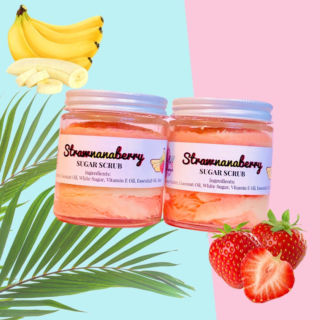 Erdbeer-Zucker-Peeling | Peeling Sheabutterpeeling Sommer Hautpflege Befeuchten Geschlagen von RosellasRadianceShop