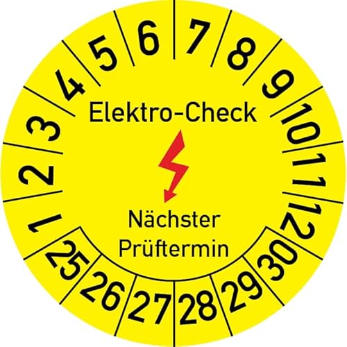 Elektro-Check Prüfplakette, 100 Stück, in verschiedenen Größen, Prüfetikett Prüfsiegel Plakette Elektro-Prüfung (20 mm Ø) von Rosenbaum Offsetdruck