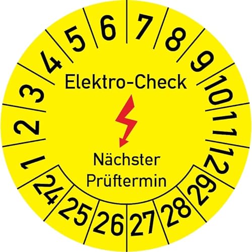 Elektro-Check Prüfplakette, 100 Stück, in verschiedenen Größen, Prüfetikett Prüfsiegel Plakette Elektro-Prüfung (25 mm Ø) von Rosenbaum Offsetdruck
