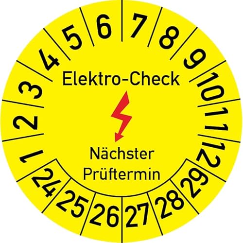 Elektro-Check Prüfplakette, 500 Stück, in verschiedenen Größen, Prüfetikett Prüfsiegel Plakette Elektro-Prüfung (25 mm Ø) von Rosenbaum Offsetdruck