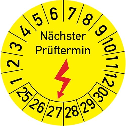 Elektroprüfung Nächster Prüftermin Prüfplakette, 100 Stück, in verschiedenen Größen, Prüfetikett Prüfsiegel Plakette Elektro-Prüfung (25 mm Ø) von Rosenbaum Offsetdruck