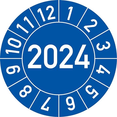 Jahresprüfplakette 2024 in verschiedenen Farben und Größen, 250 Stück, Prüfetikett Prüfplakette Jahresplakette (30 mm Ø, Blau) von Rosenbaum Offsetdruck